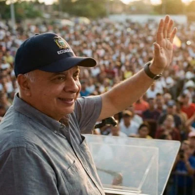 Galo Lara saludando a una multitud